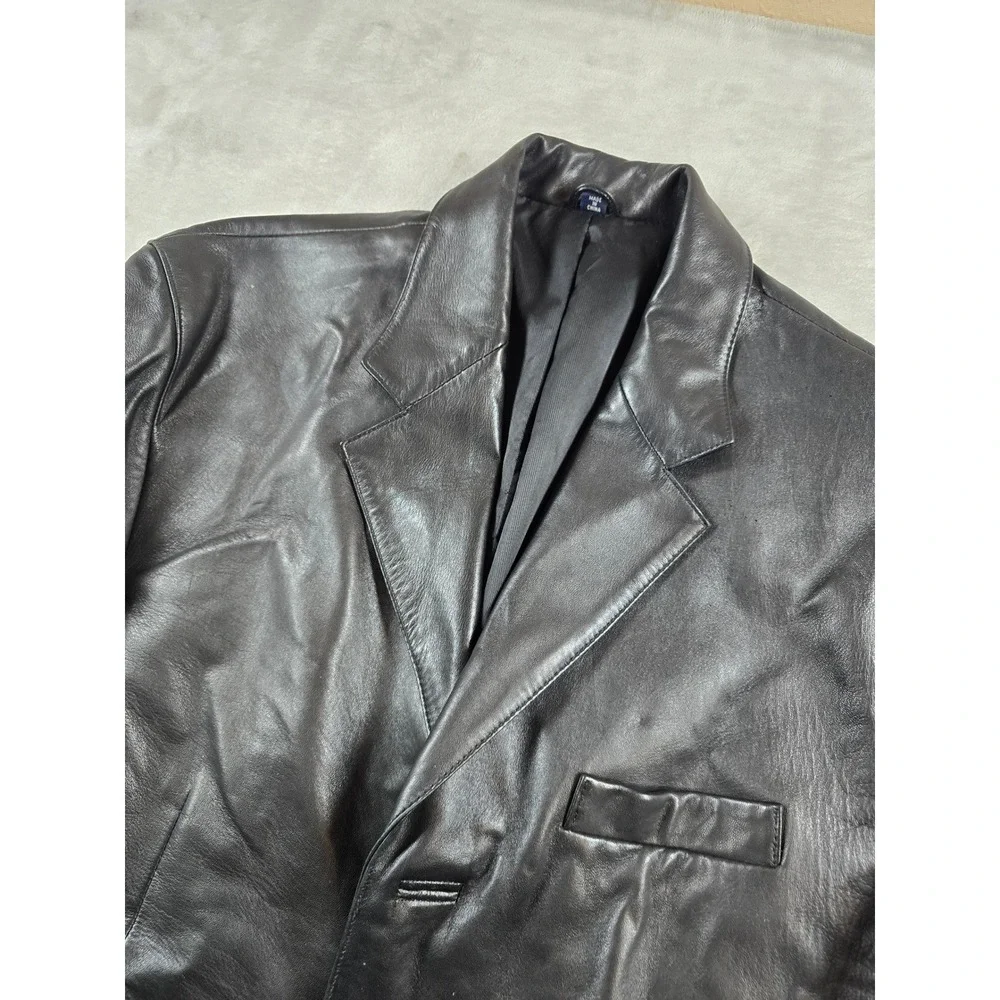 Ralph Lauren Leather Blazer Mens 40R Black Lambskin Soft! Sport Coat Vintage